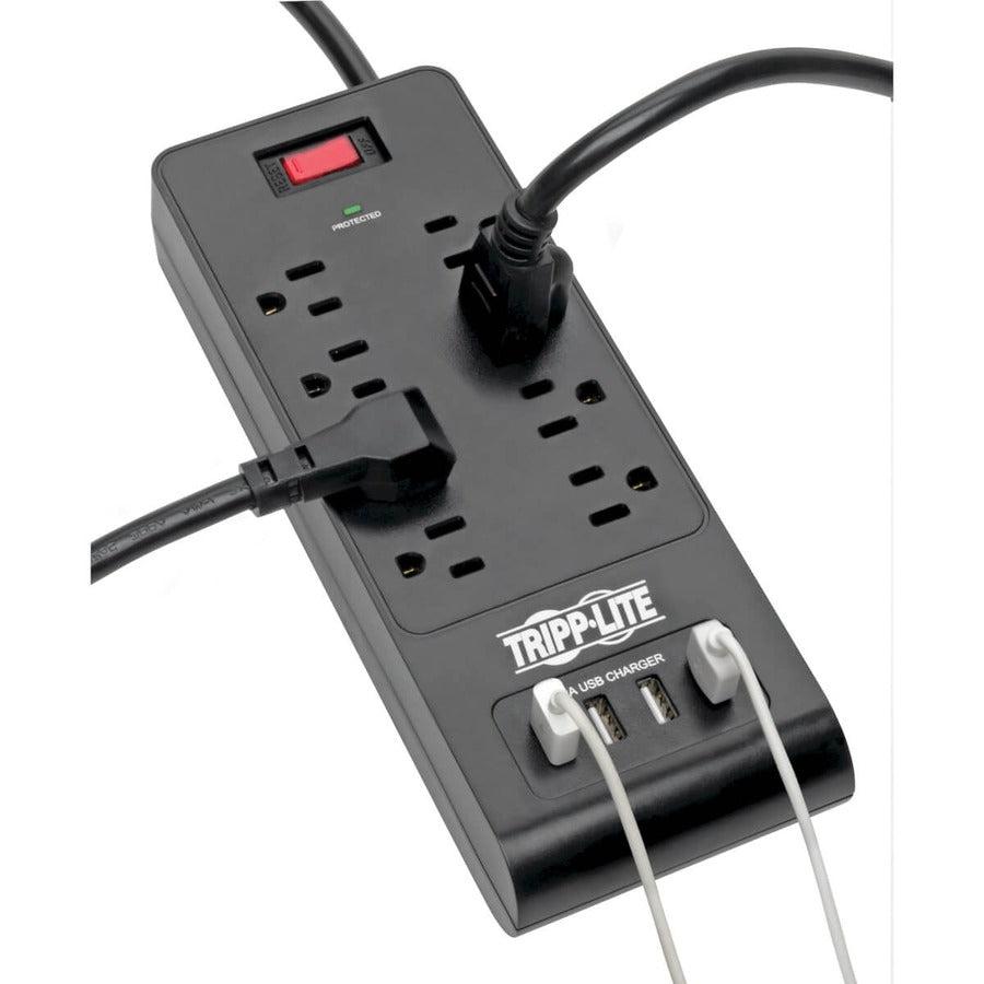 Tripp Lite 8-Outlet Surge Protector With 4 Usb Ports (4.2A Shared) - 6 Ft. Cord, 1800 Joules, Black