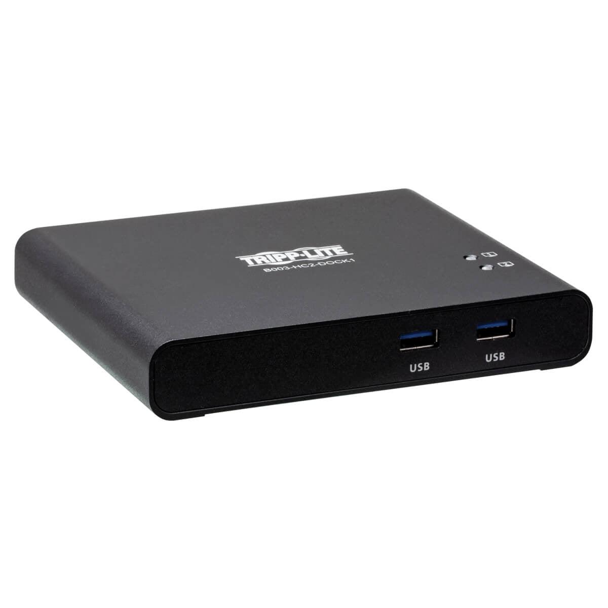 Tripp Lite B003-Hc2-Dock1 2-Port Usb-C Kvm Dock - 4K Hdmi, Usb 3.2 Gen 1, Usb-A Hub, Remote Selector, 85W Pd Charging, Black