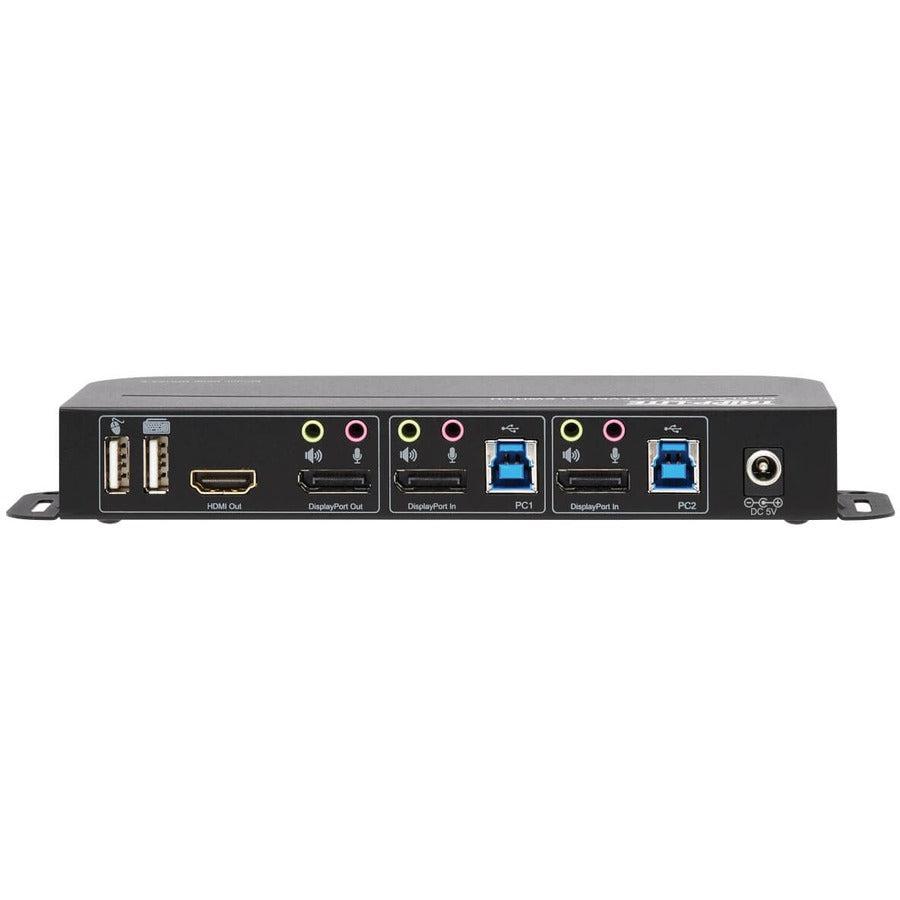 Tripp Lite B005-Dpua2-K 2-Port Displayport/Usb Kvm Switch - 4K 60 Hz, Hdr, Hdcp 2.2, Ir, Dp 1.4, Usb Sharing, Usb 3.0 Cables