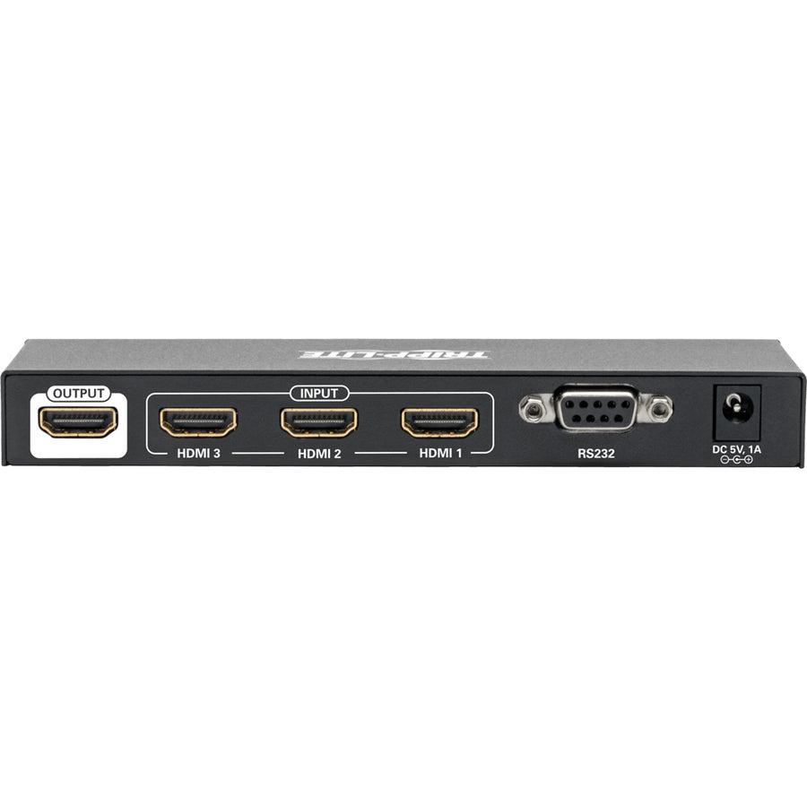 Tripp Lite B119-003-Uhd 3-Port Hdmi Switch With Remote Control - 4K @ 60 Hz (Hdmi F/3Xf), 3D, Hdcp 2.2, Edid