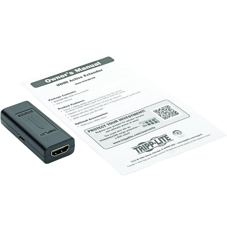 Tripp Lite B122-000-4K6 Hdmi Signal Booster / Extender, 4K 60 Hz, F/F, 4:4:4, Up To 50 Ft., Taa