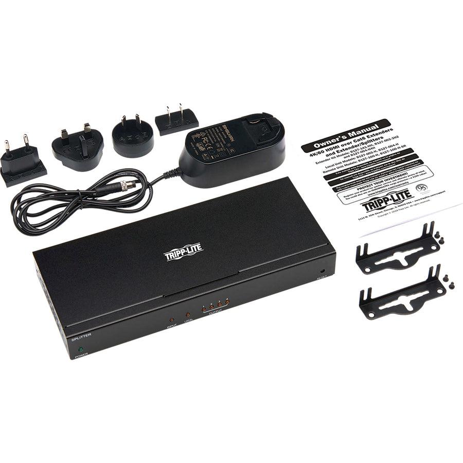 Tripp Lite B127-004-H 4-Port Hdmi Over Cat6 Splitter/Extender, Transmitter For Video/Audio, 4K 60 Hz, Poc, Hdr, 125 Ft., Taa