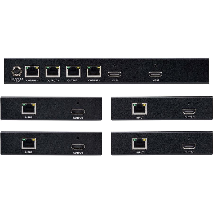 Tripp Lite B127-004-H4H 4-Port Hdmi Over Cat6 Splitter/Extender Kit, Transmitter/4 Receivers, 4K 60 Hz, Poc, Hdr, 125 Ft., Taa