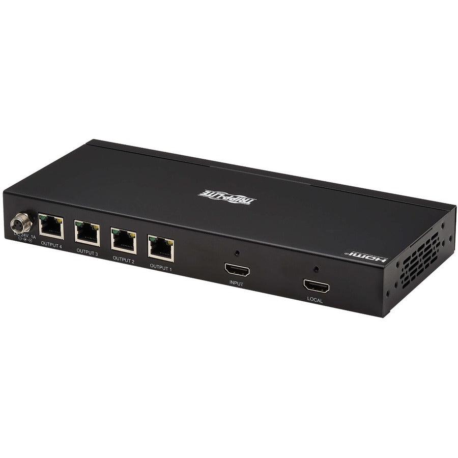 Tripp Lite B127A-004-Bh 4-Port Hdmi Over Cat6 Splitter - 4K 60 Hz, Hdr, 4:4:4, Poc, Hdcp 2.2, 230 Ft. (70.1 M), Taa