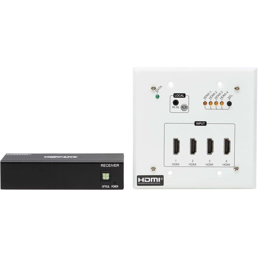 Tripp Lite B127A-4X1-Bh 4-Port Hdmi Over Cat6 Extender Switch Kit, Wall Plate/Box - 4K 60 Hz, Hdr, 4:4:4, Ir, Poc, 230 Ft. (70.1 M), Taa