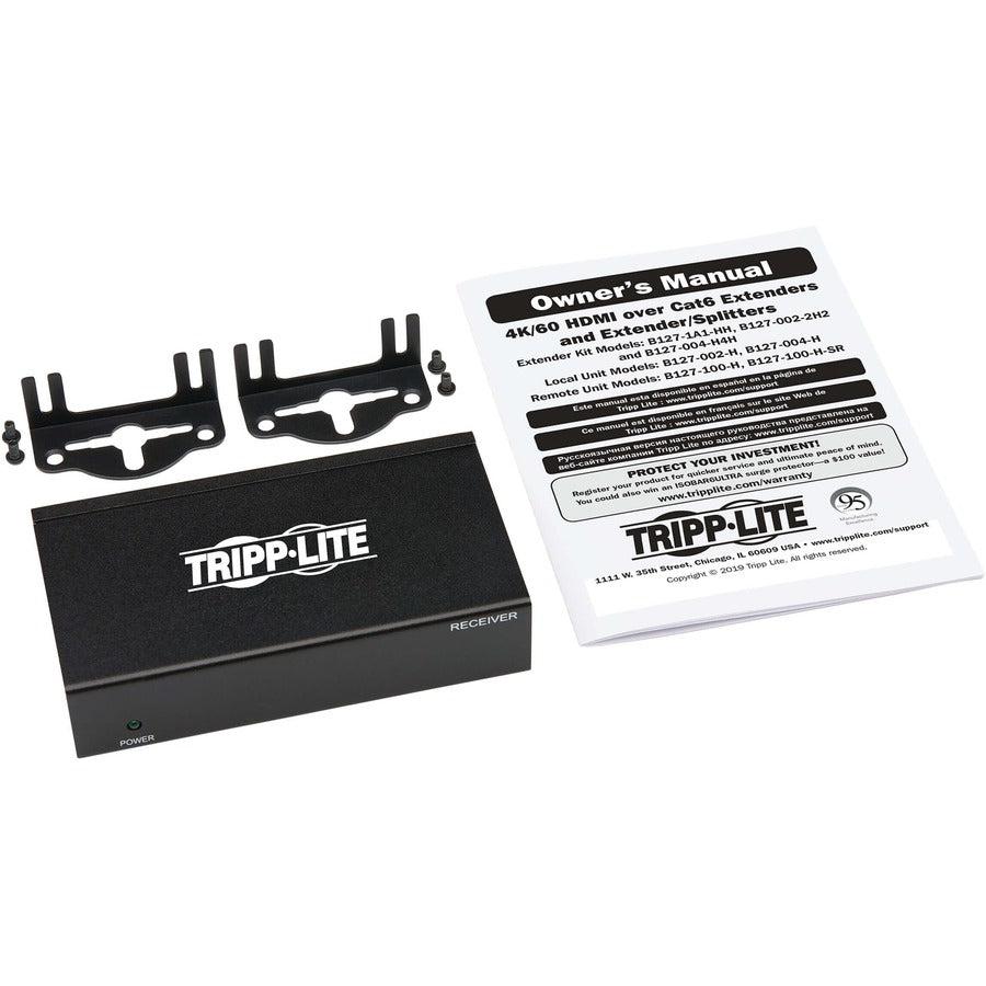 Tripp Lite B127P-100-H Hdmi Over Cat6 Active Remote Receiver, 4K 60 Hz, Hdr, Poc, Multi-Resolution Support, 125 Ft., Taa