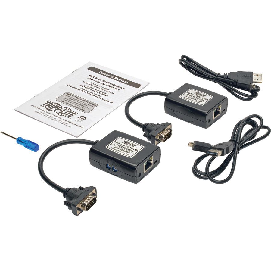Tripp Lite B130-101A-Mr Vga Over Cat5/6 Extender Kit, Transmitter/Receiver For Video/Audio, Usb Powered, Up To 750 Ft. (228.6 M), Taa