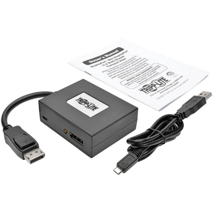 Tripp Lite B156-002-V2 2-Port Displayport Multi-Monitor Splitter, Mst Hub, 4K 60Hz Uhd, Dp1.2, Taa