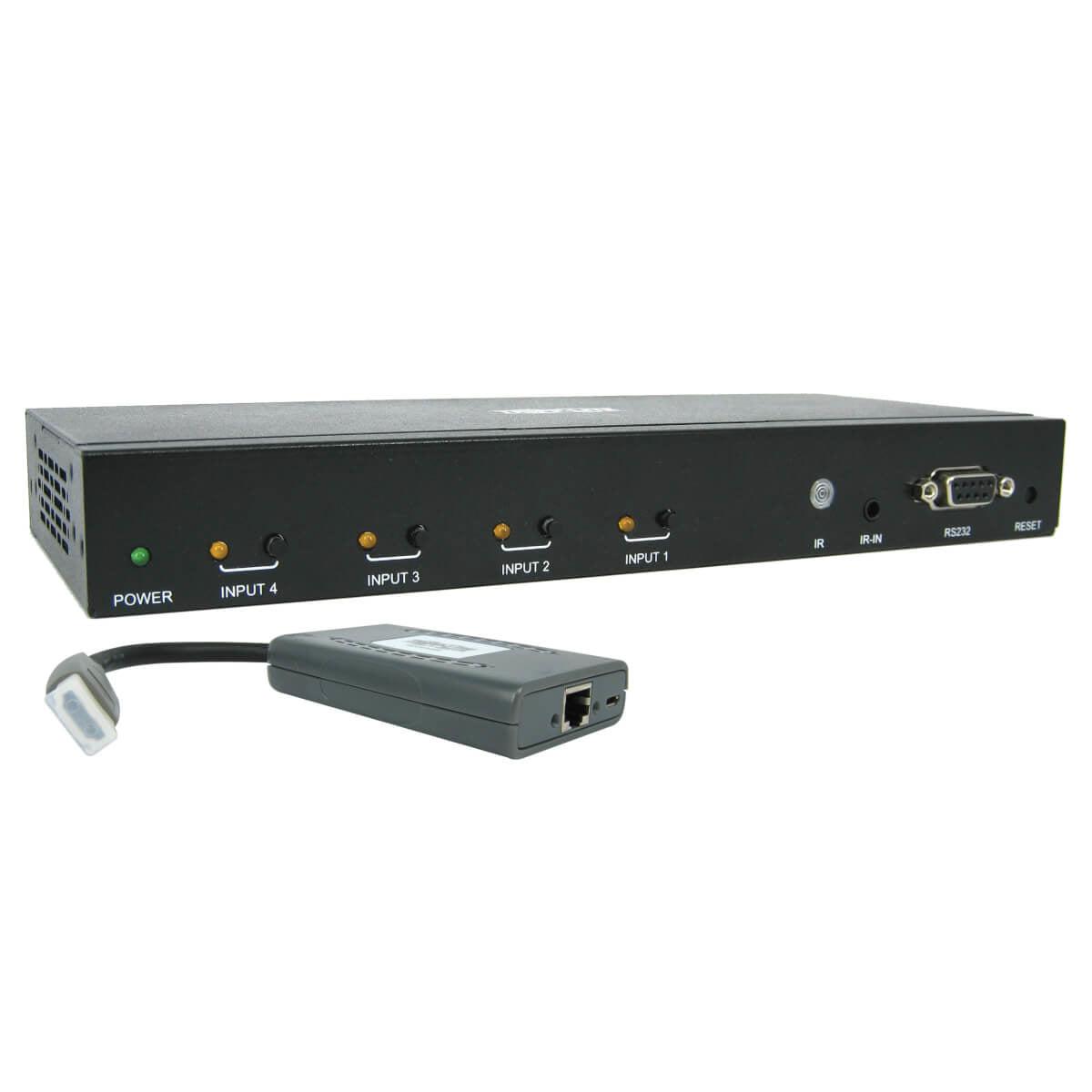 Tripp Lite B320-4X1-Hh-K1 4-Port Hdmi Switch Kit, 4K 60 Hz, 4 Hdmi Inputs To 1 Hdmi Over Cat6 Extender, 50 Ft., Taa