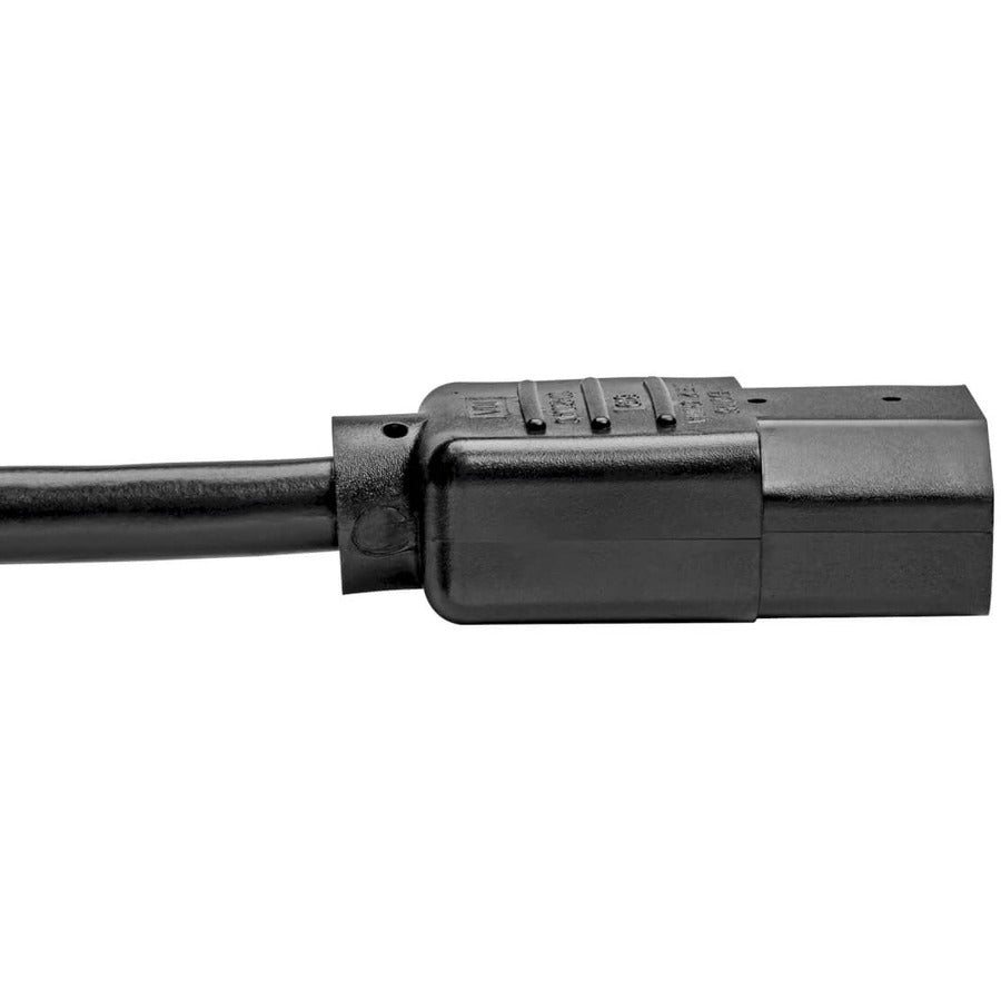 Tripp Lite Computer Power Cord, Right Angle Nema 5-15P To C13 - Heavy Duty, 15A, 125V, 14 Awg, 2 Ft., Black