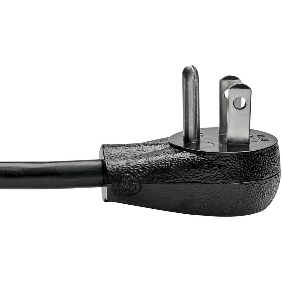 Tripp Lite Computer Power Cord, Right Angle Nema 5-15P To C13 - Heavy Duty, 15A, 125V, 14 Awg, 2 Ft., Black