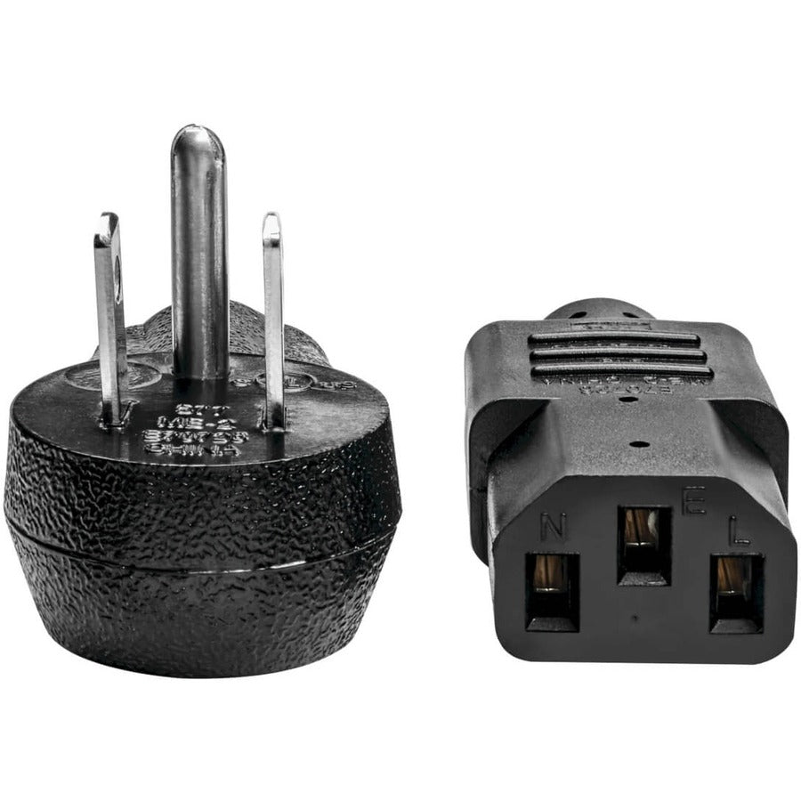 Tripp Lite Computer Power Cord, Right Angle Nema 5-15P To C13 - Heavy Duty, 15A, 125V, 14 Awg, 2 Ft., Black