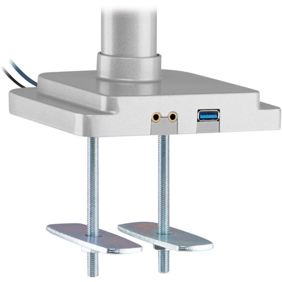 Tripp Lite Ddr1730Tal Triple-Display Flex-Arm Desktop Clamp For 17” To 30” Flat-Screen Displays - Usb And Audio Ports, Aluminum