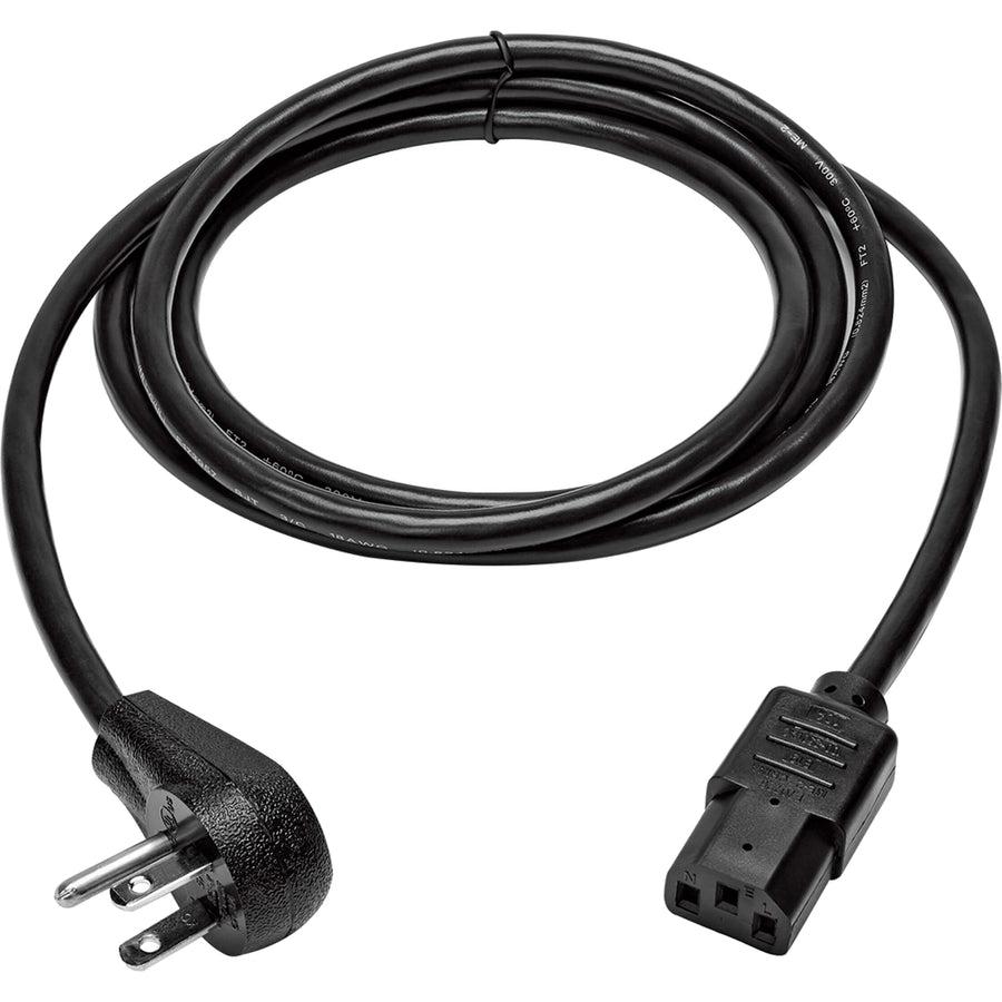 Tripp Lite Desktop Computer Ac Power Cord, Right-Angle Nema 5-15P To C13 - 10A, 125V, 18 Awg, 6 Ft., Black