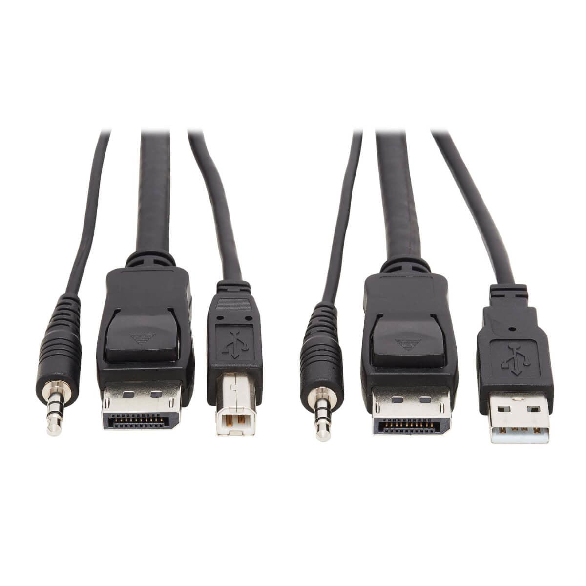 Tripp Lite Displayport Kvm Cable Kit, 3 In 1 - 4K Displayport, Usb, 3.5 Mm Audio (3Xm/3Xm), 4:4:4, 3.05 M, Black