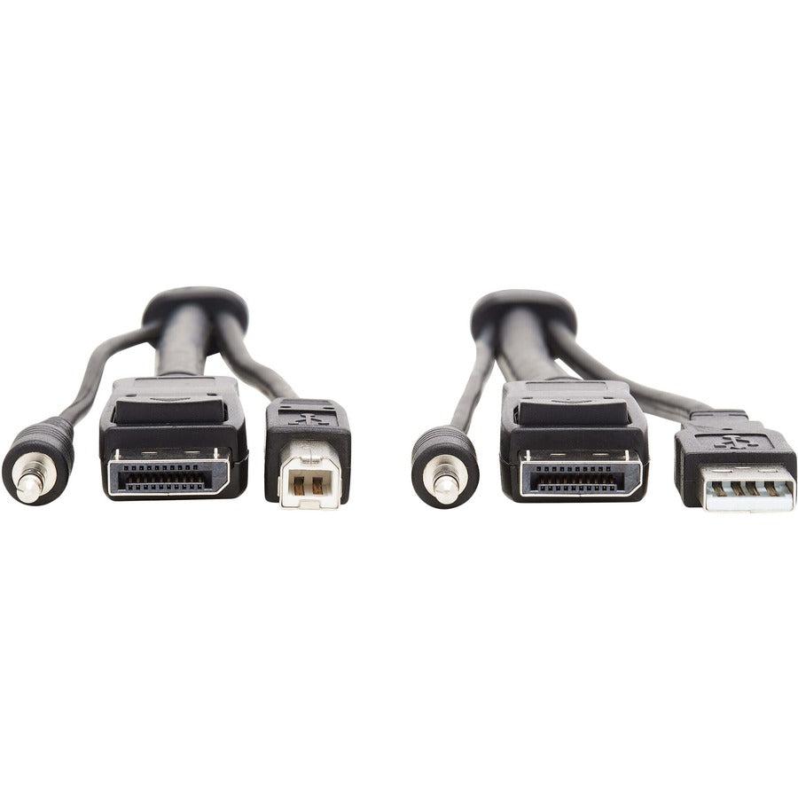 Tripp Lite Displayport Kvm Cable Kit, 3 In 1 - 4K Displayport, Usb, 3.5 Mm Audio (3Xm/3Xm), 4:4:4, 3.05 M, Black