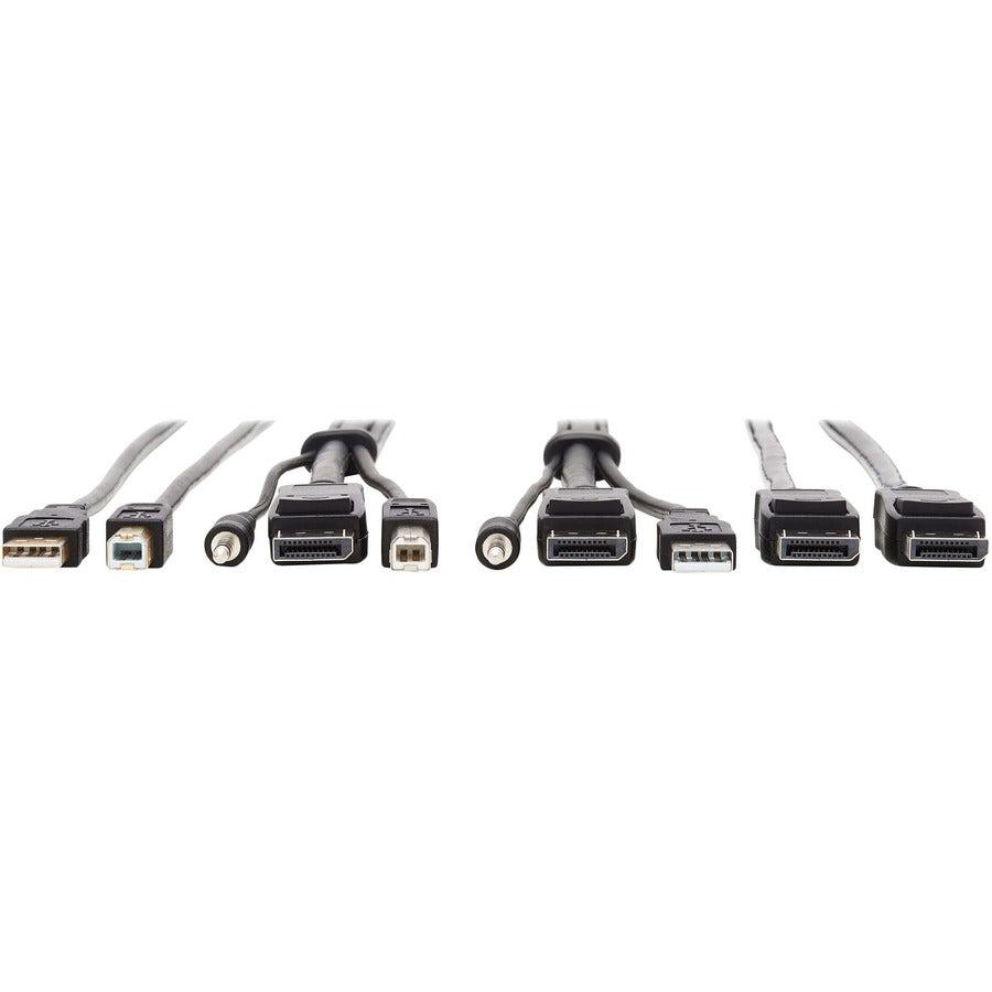 Tripp Lite Displayport Kvm Cable Kit - Dp, Usb, 3.5 Mm Audio (3Xm/3Xm) + Usb (M/M) + Dp (M/M), 4K, 10 Ft. (3.05 M), Black