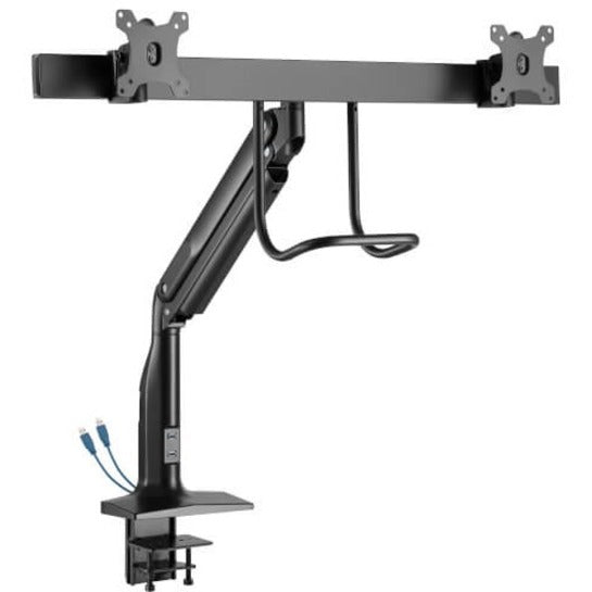 Tripp Lite Dmpdd1735Am Safe-It Precision-Placement Dual-Display Desk Clamp With Antimicrobial Tape For 17” To 35” Displays, Usb Ports