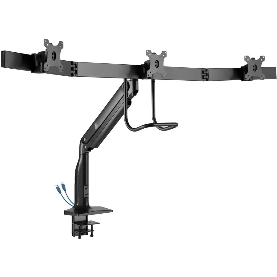 Tripp Lite Dmpdt1732Am Safe-It Precision-Placement Triple-Display Desk Clamp With Antimicrobial Tape For 17” To 32” Displays, Usb Ports