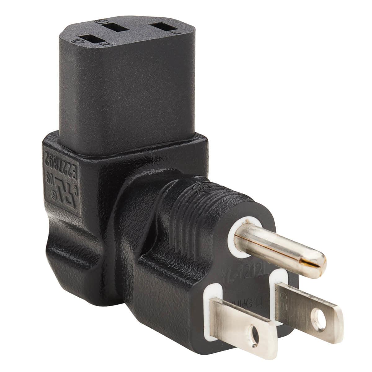 Tripp Lite Down-Angled Nema 5-15P To C13 Power Cord Adapter - 10A, 125V, Black