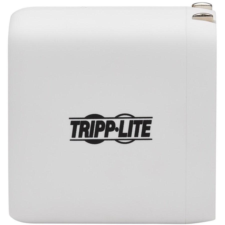 Tripp Lite Dual-Port Compact Usb-C Wall Charger - Gan Technology, 68W Pd Charging (50W+18W), White