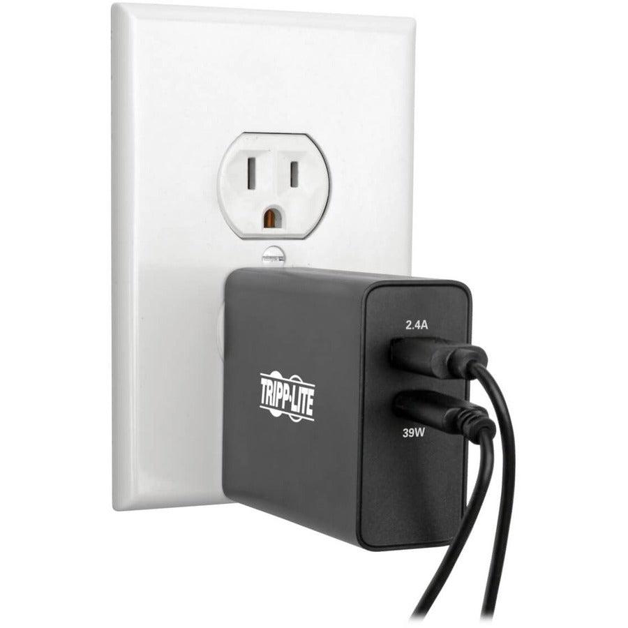 Tripp Lite Dual-Port Usb Wall Charger With Pd Charging - Usb Type-C (39W) & Usb Type-A (5V 2.4A/12W)