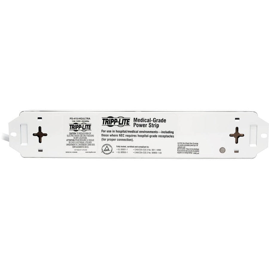 Tripp Lite For Patient-Care Vicinity  Ul 60601-1 Medical-Grade Ps; 4 15A Hospital-Grade Outlets, Safety Covers, 15 Ft. Cord