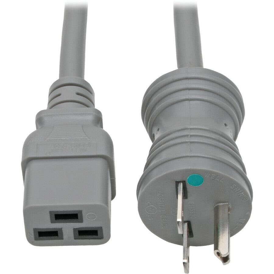 Tripp Lite Hospital-Grade Power Cord Lead Cable, Nema 6-15P To C19 - Heavy-Duty, Green Dot, 15A, 100-250V, 14 Awg, 1.83 M, Grey