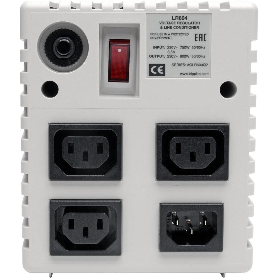 Tripp Lite Lr604 600W 230V Power Conditioner With Automatic Voltage Regulation (Avr), Ac Surge Protection, 3 Outlets, Uniplugint Adapter