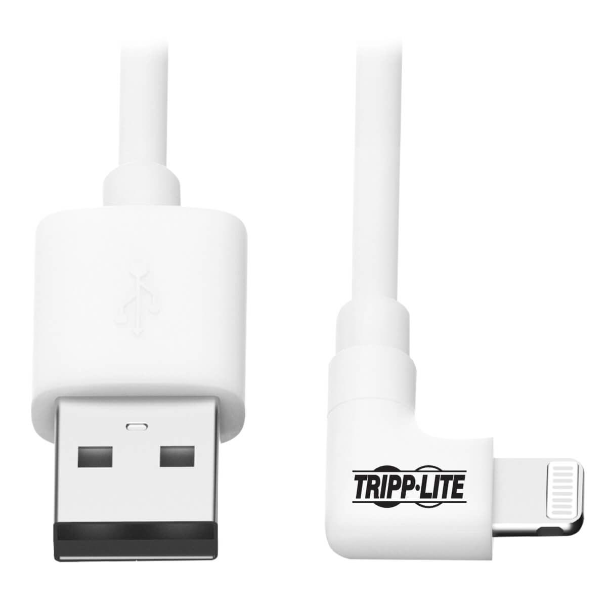 Tripp Lite M100-006-Lra-Wh Right-Angle Usb-A To Lightning Sync/Charge Cable, Mfi Certified - White, M/M, Usb 2.0, 6 Ft. (1.83 M)