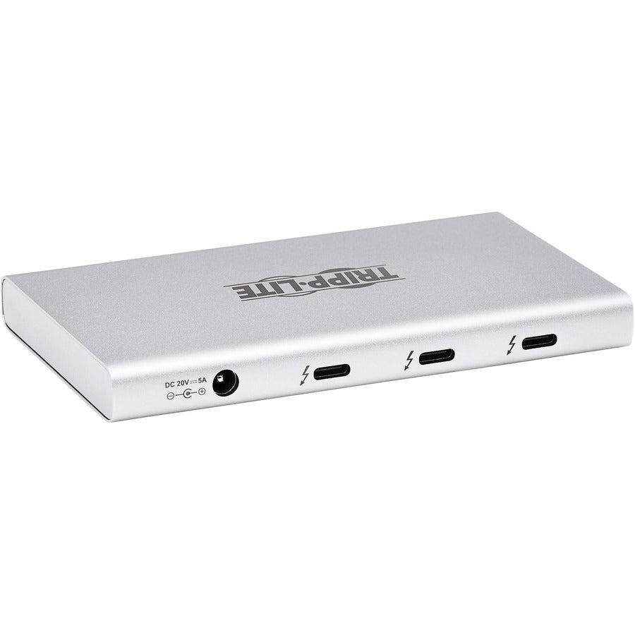 Tripp Lite Mtb4-Hub3-01 4-Port Thunderbolt 4 Hub - 8K, 2X 4K 60 Hz, Usb 3.2 Gen 2, Usb-A Port, 100W Charging, Gray