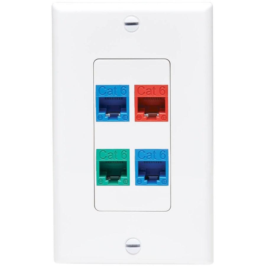 Tripp Lite N042D-004V-Wh Center Plate Insert, Decora Style - Vertical, 4 Ports