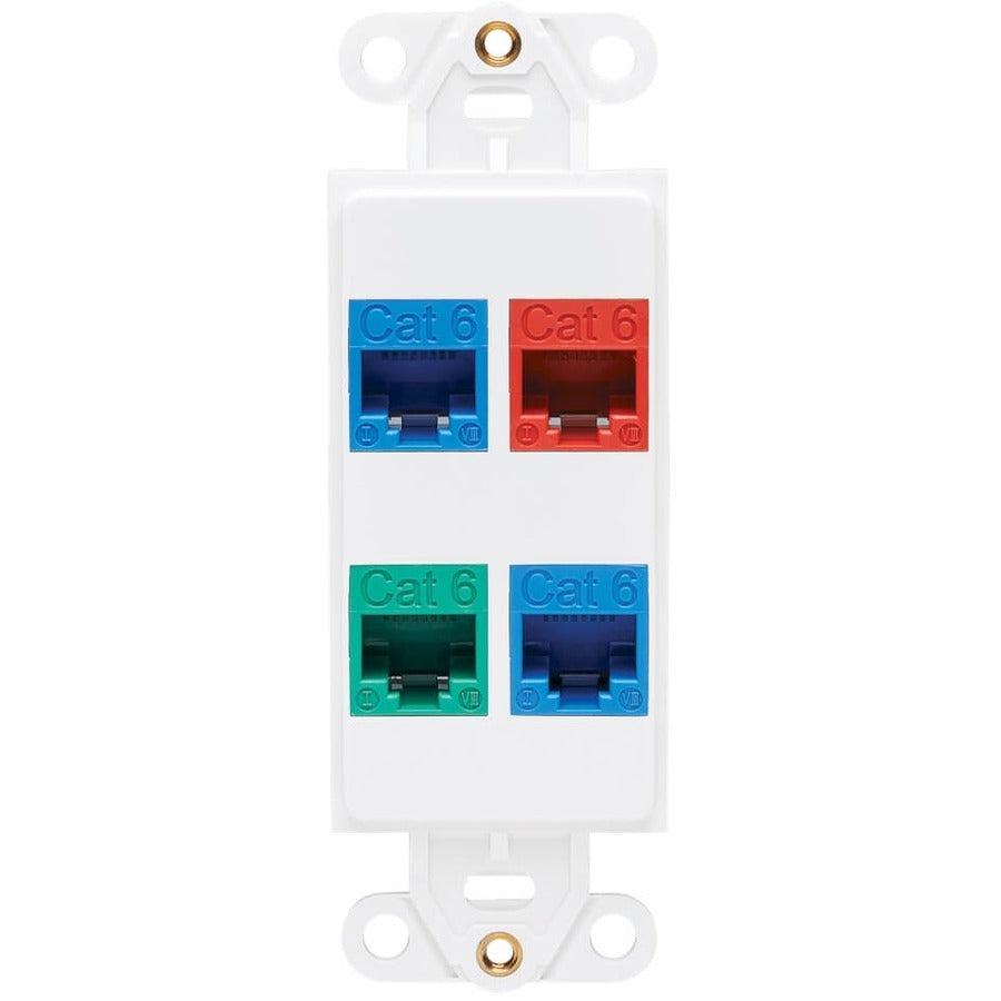 Tripp Lite N042D-004V-Wh Center Plate Insert, Decora Style - Vertical, 4 Ports