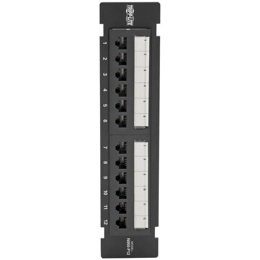 Tripp Lite N050-P12 Cat5E Wall-Mount 12-Port Patch Panel - Poe+ Compliant, 110/Krone, 568A/B, Rj45 Ethernet, Taa