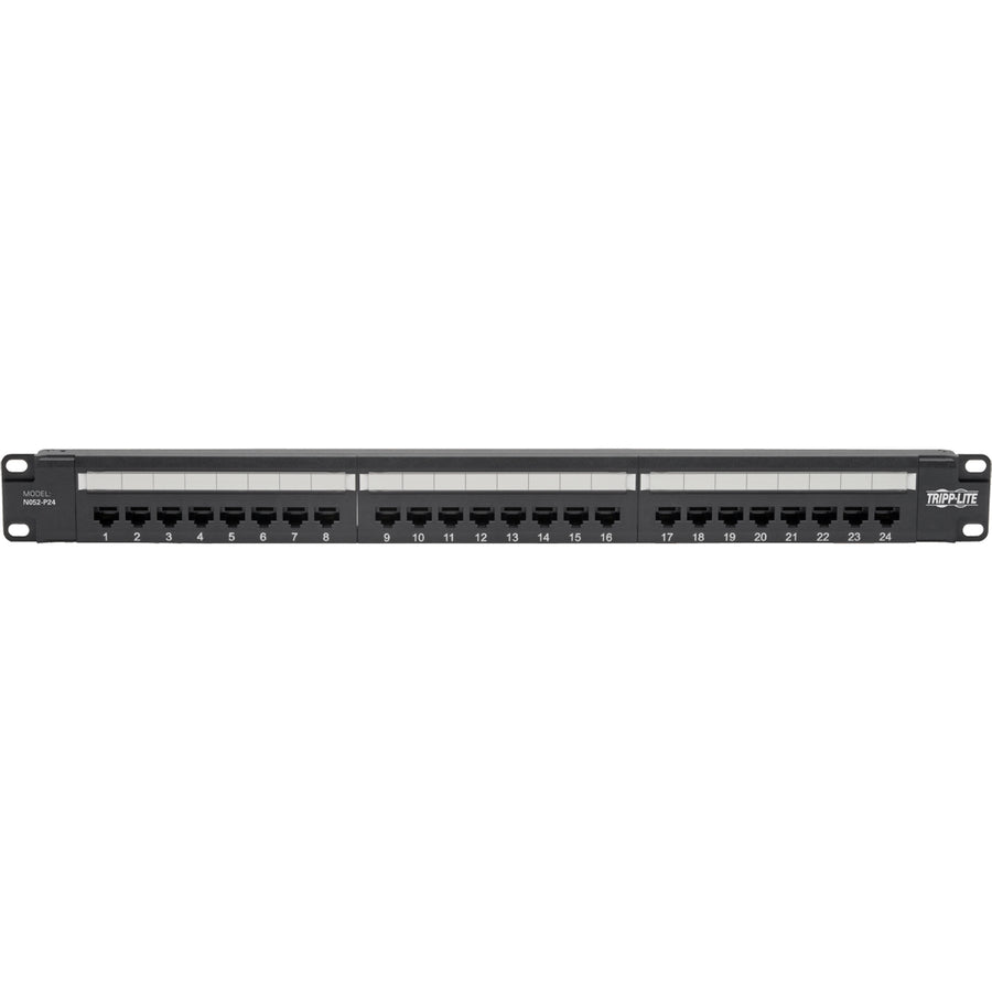 Tripp Lite N052-P24 Cat5E 24-Port Patch Panel - Poe+ Compliant, 110/Krone, 568A/B, Rj45 Ethernet, 1U Rack-Mount, Taa