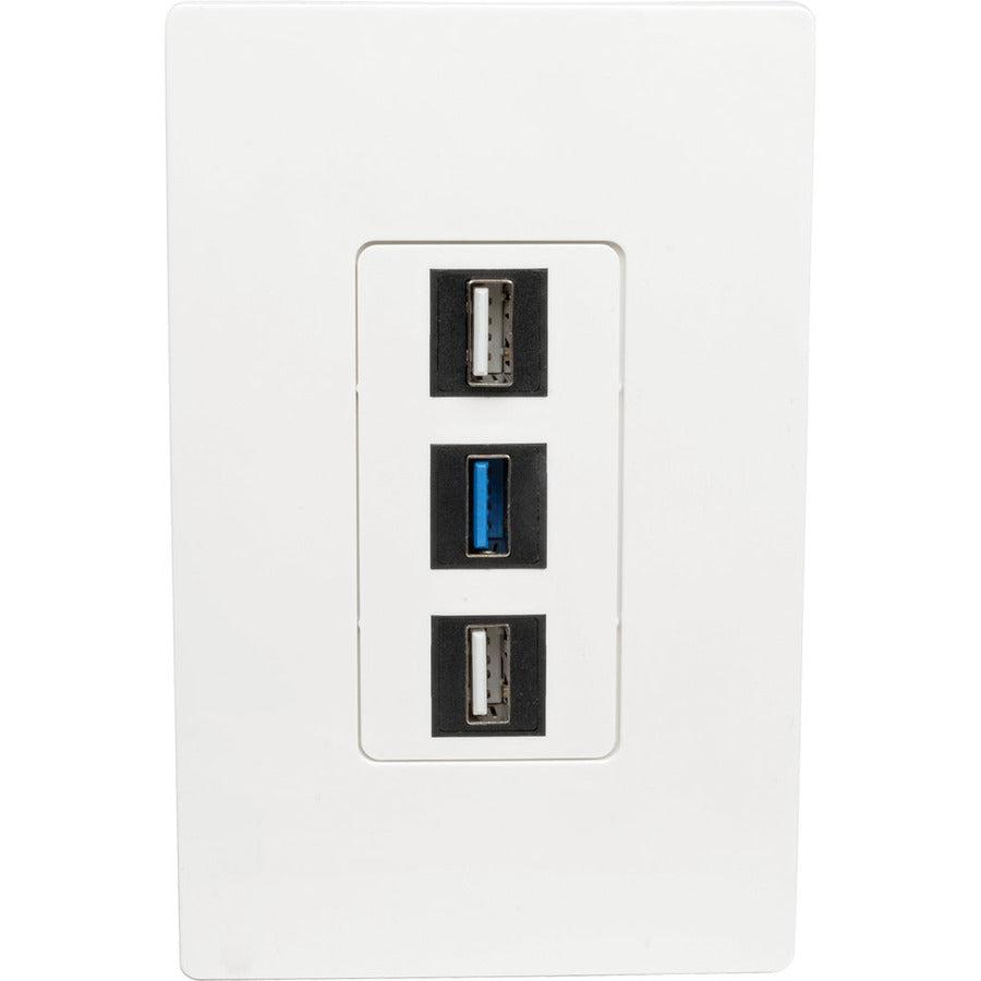 Tripp Lite N080-103 3-Port Keystone Single-Gang Faceplate, White, Taa