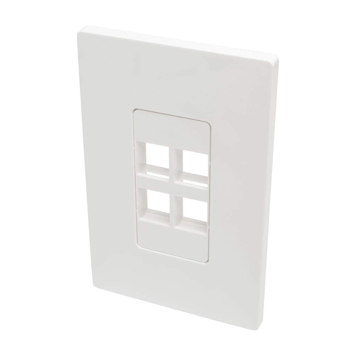 Tripp Lite N080-104 4-Port Keystone Single-Gang Faceplate, White, Taa