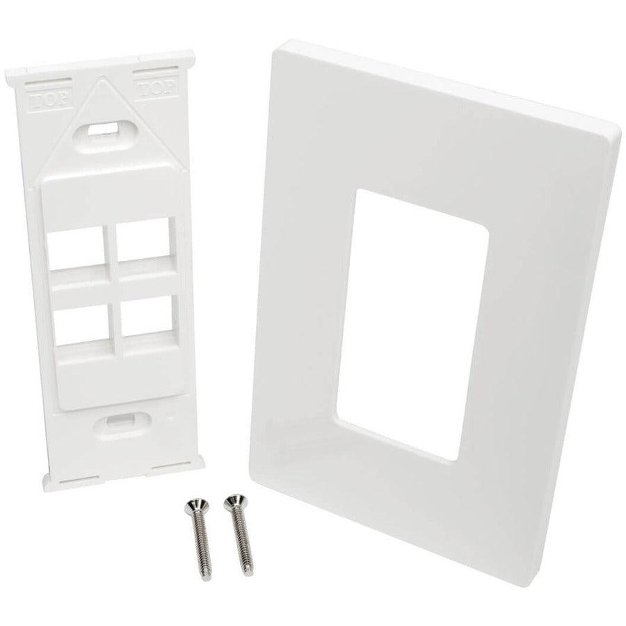 Tripp Lite N080-104 4-Port Keystone Single-Gang Faceplate, White, Taa