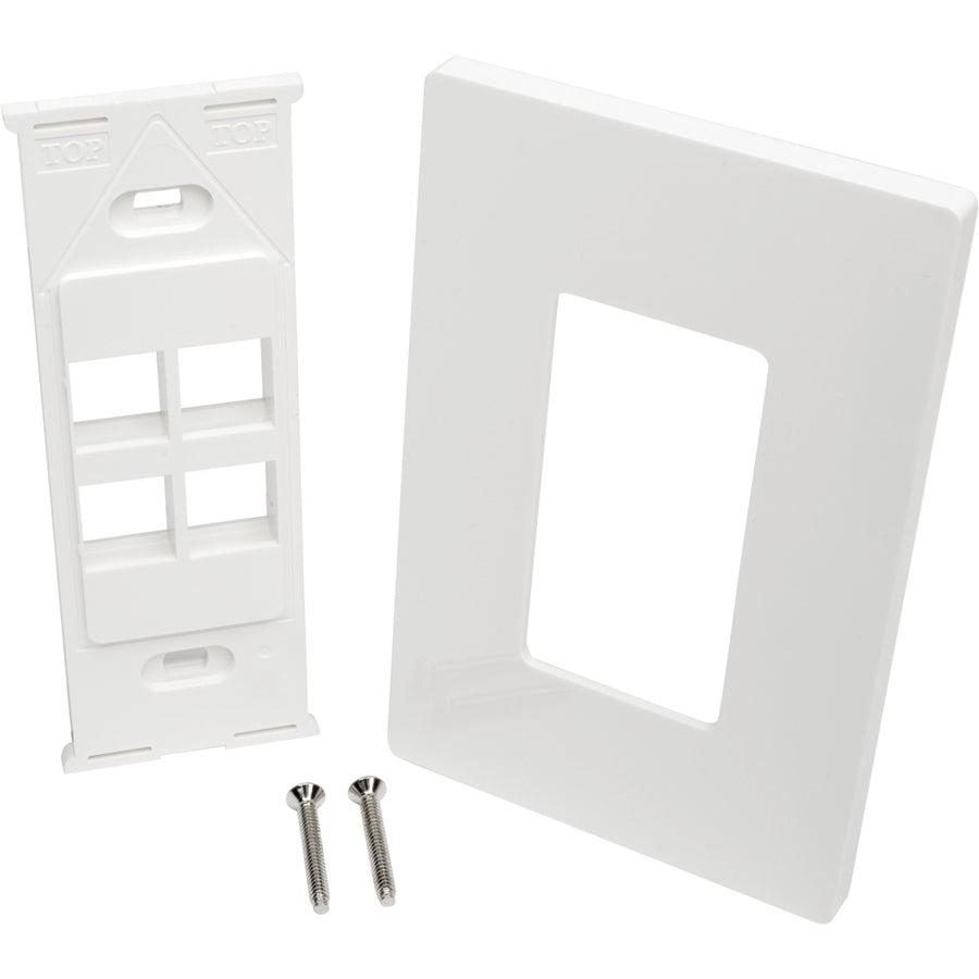 Tripp Lite N080-104 4-Port Keystone Single-Gang Faceplate, White, Taa