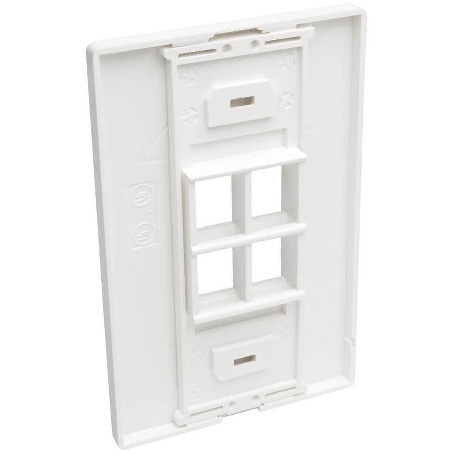 Tripp Lite N080-104 4-Port Keystone Single-Gang Faceplate, White, Taa