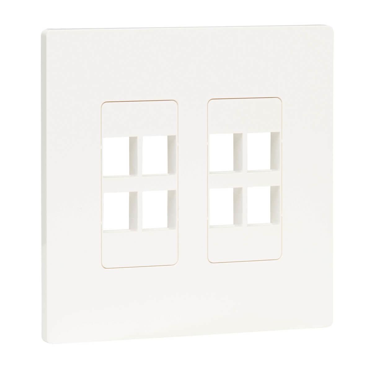 Tripp Lite N080-208 8-Port Keystone Double-Gang Faceplate, White, Taa