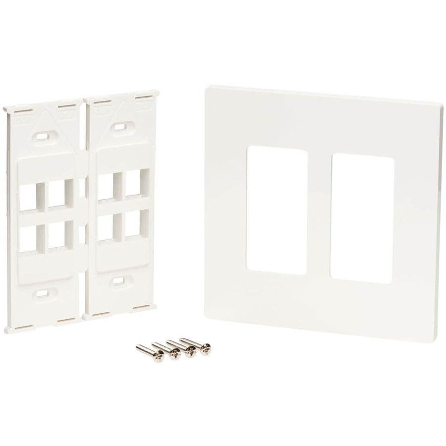Tripp Lite N080-208 8-Port Keystone Double-Gang Faceplate, White, Taa