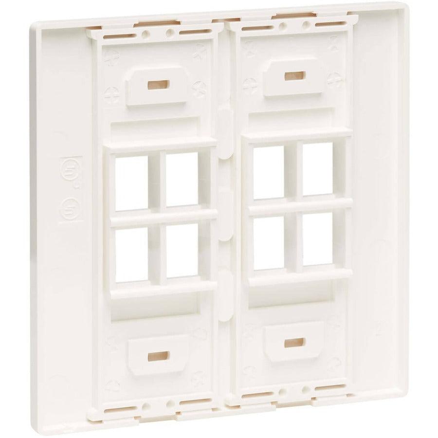 Tripp Lite N080-208 8-Port Keystone Double-Gang Faceplate, White, Taa