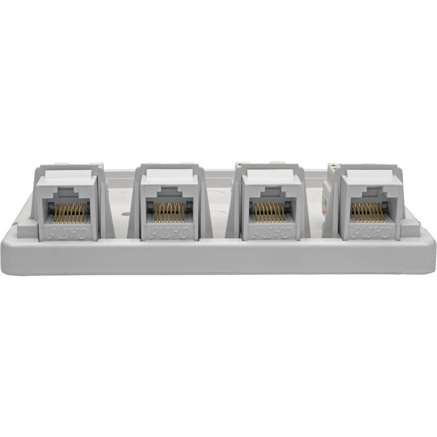 Tripp Lite N236-004-Wh Pre-Configured Unshielded Cat6 4-Port Surface-Mount Box, 110 Idc, Rj45, White