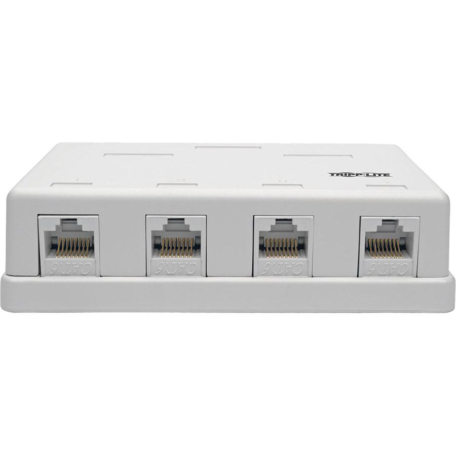 Tripp Lite N236-004-Wh Pre-Configured Unshielded Cat6 4-Port Surface-Mount Box, 110 Idc, Rj45, White
