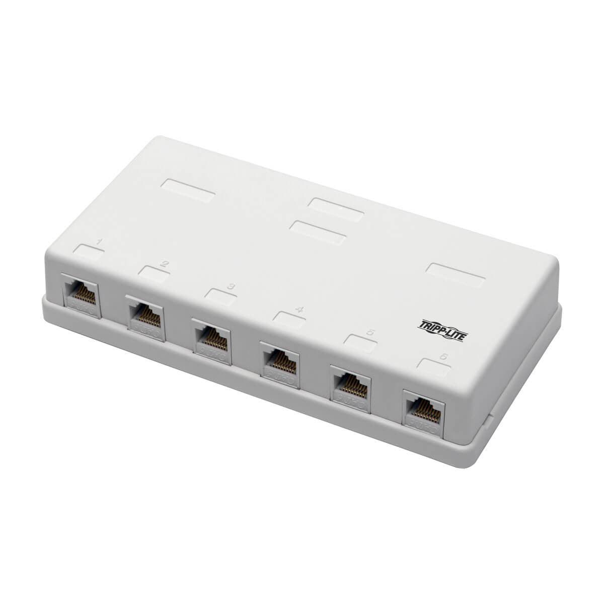 Tripp Lite N236-006-Wh Pre-Configured Unshielded Cat6 6-Port Surface-Mount Box, 110 Idc, Rj45, White