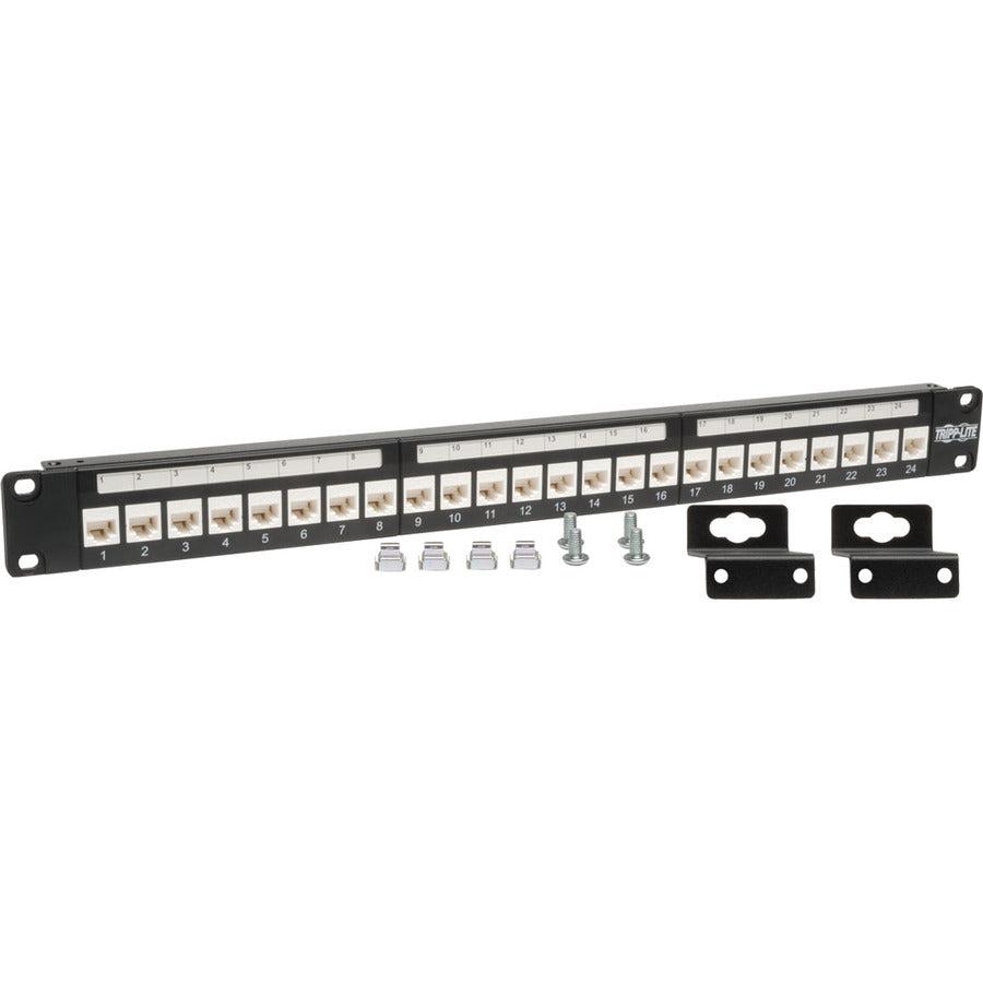 Tripp Lite N250-024-Lp 24-Port Cat6/Cat5 Low Profile Feed-Through Patch Panel, 1U Rack-Mount/Wall-Mount, Taa