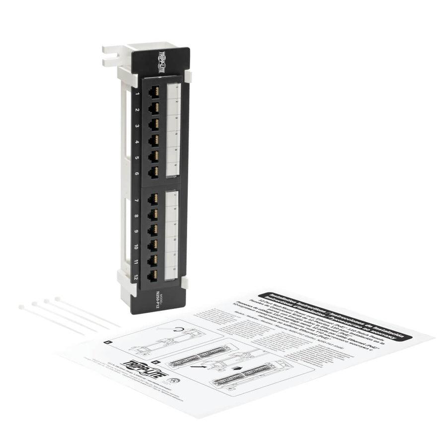 Tripp Lite N250-P12 Cat6 Wall-Mount 12-Port Patch Panel - Poe+ Compliant, 110/Krone, 568A/B, Rj45 Ethernet, Taa