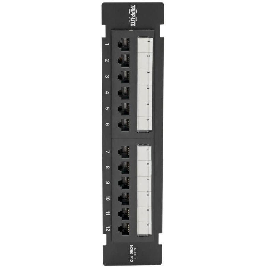 Tripp Lite N250-P12 Cat6 Wall-Mount 12-Port Patch Panel - Poe+ Compliant, 110/Krone, 568A/B, Rj45 Ethernet, Taa