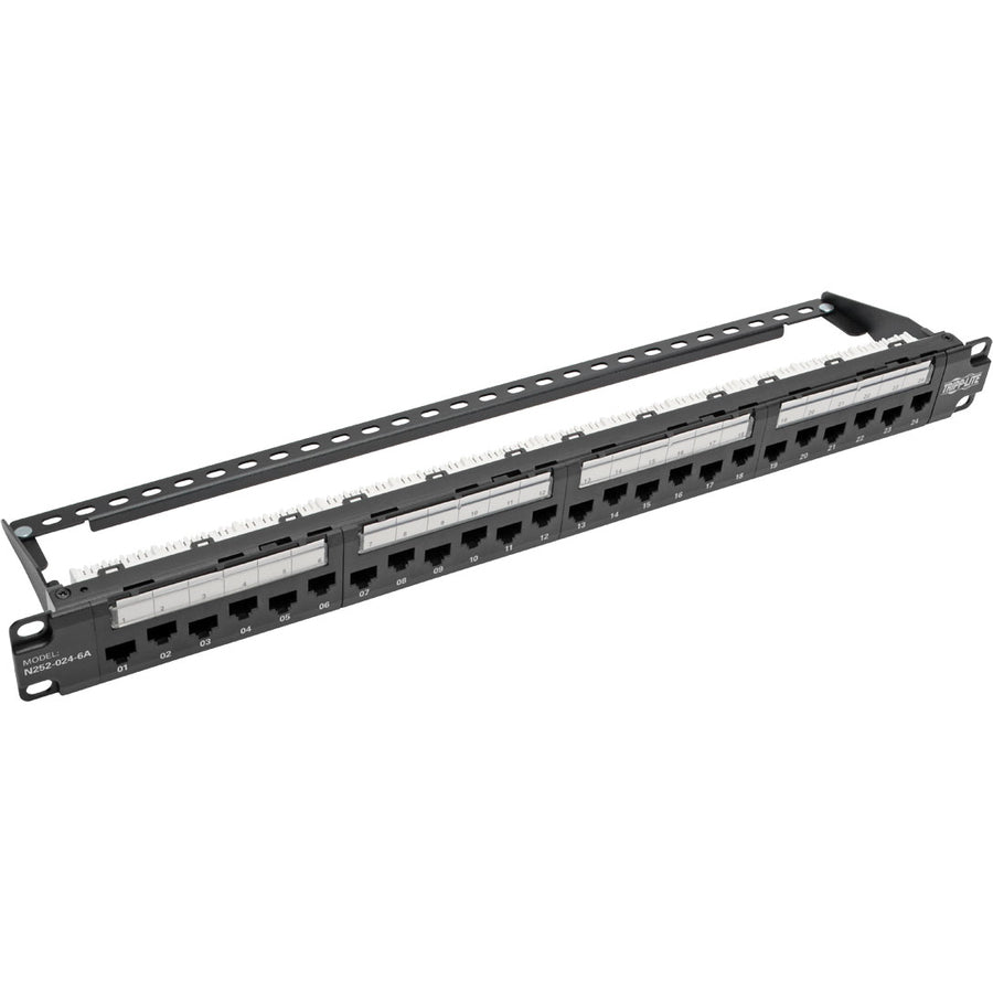 Tripp Lite N252-024-6A 24-Port 1U Rack-Mount Cat6A/Cat6/Cat5E 110 Patch Panel With Cable Management Bar, 110 Punchdown, Rj45, Taa